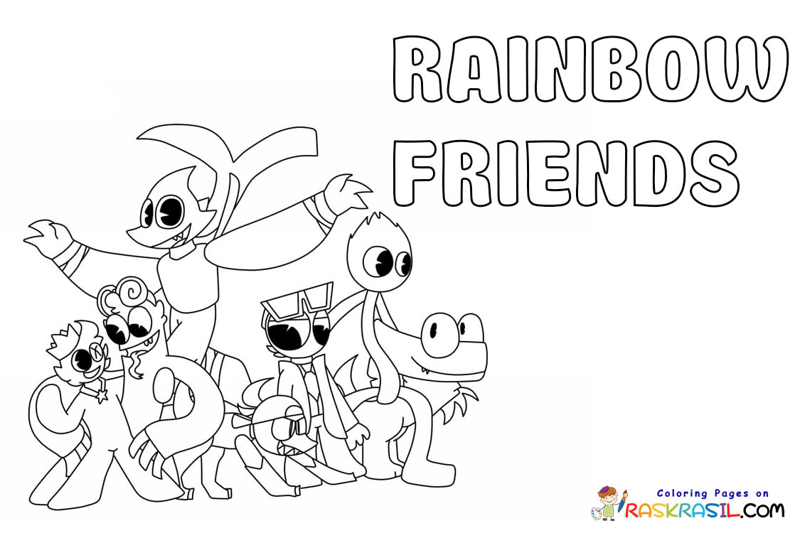 Rainbow friends coloring pages