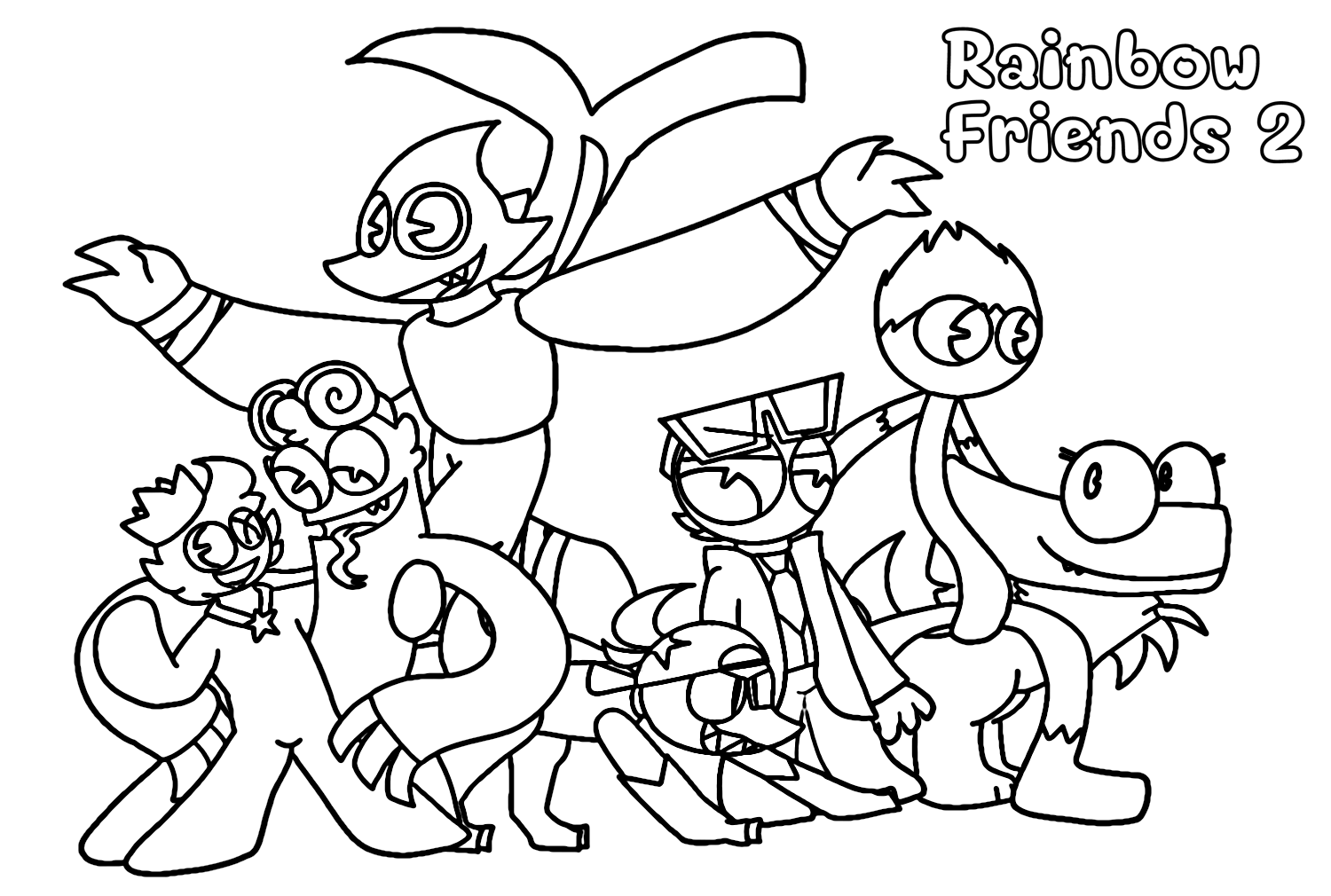 Rainbow friends coloring pages