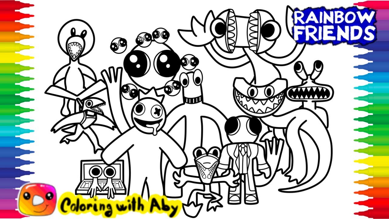 Rainbow friends chapter coloring pages color all new monsters rainbow friends ncs music