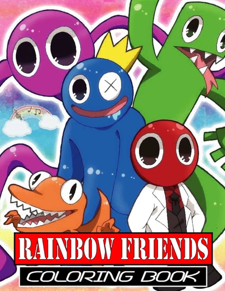 Rainbow friends coloring book jumbo coloring book for kids ages