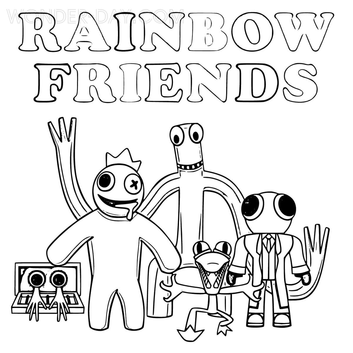 Rainbow friends coloring pages print and color