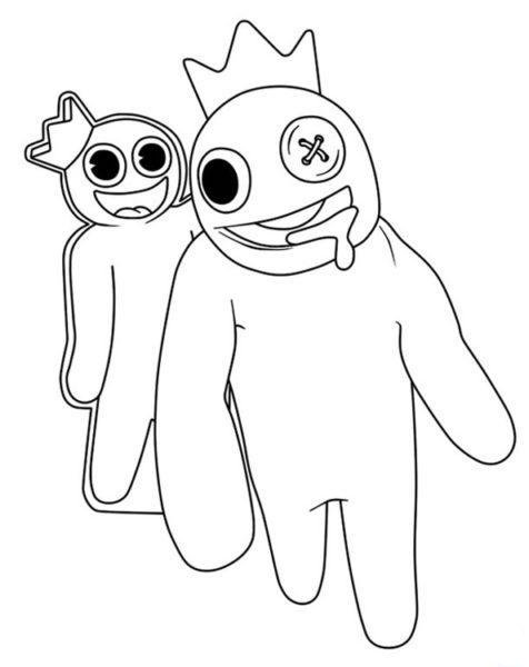 Blue rainbow friends coloring page