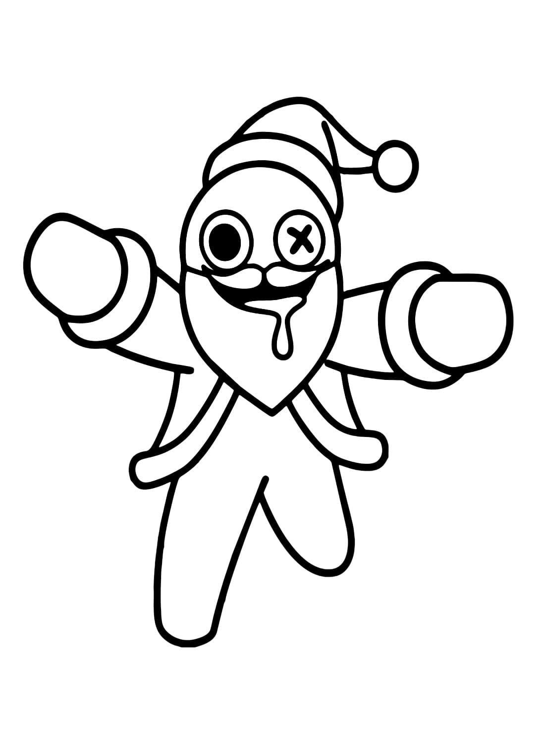 Santa blue rainbow friend coloring page