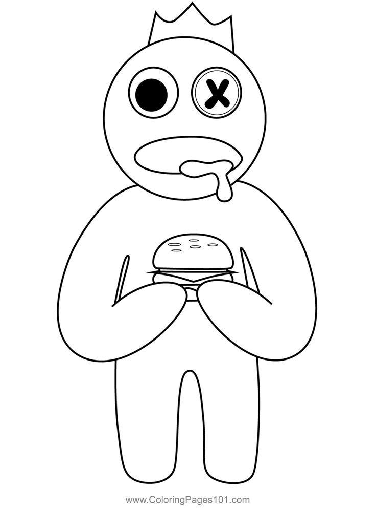 Blue eating burger rainbow friends roblox coloring page coloring pages fnaf coloring pages coloring book art