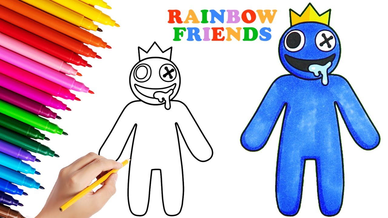 Rainbow friends blue coloring pages drawing and coloring roblox