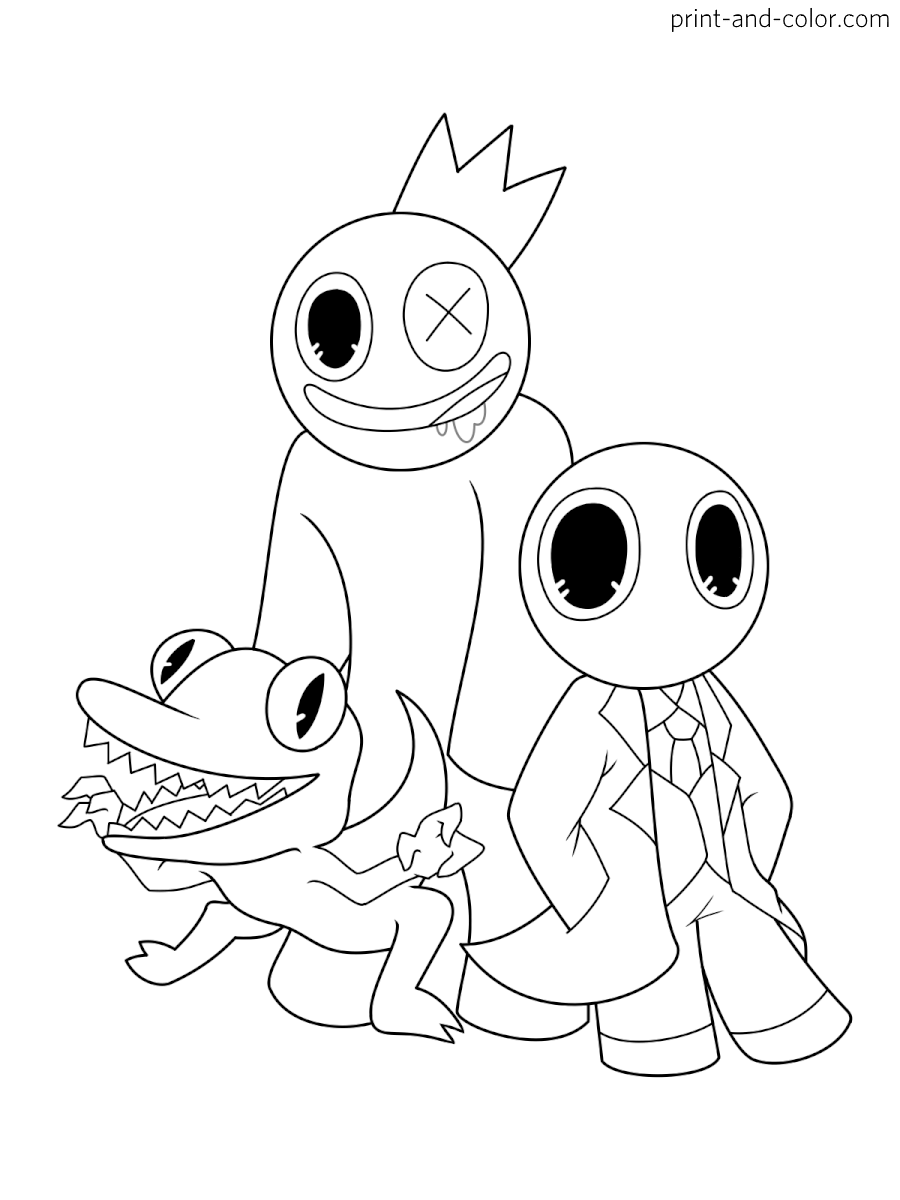 Rainbow friends coloring pages print and color