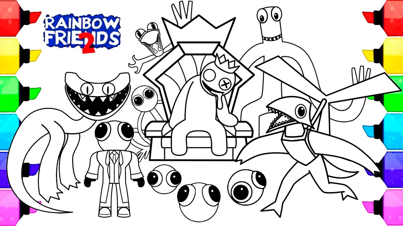 Rainbow friends chapter coloring pages color all new monsters rainbow friends ncs music