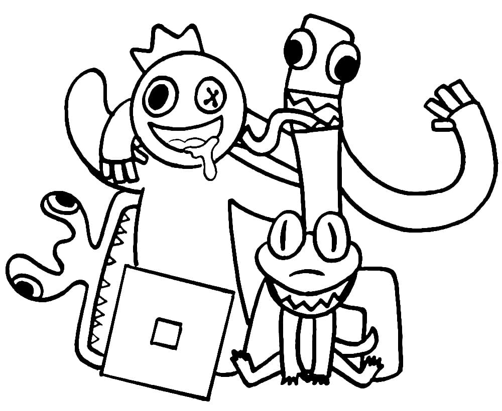 Happy rainbow friends coloring page