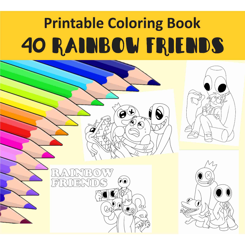 Softcopy pdf rainbow friends coloring book for kids activity printable pages malaysia