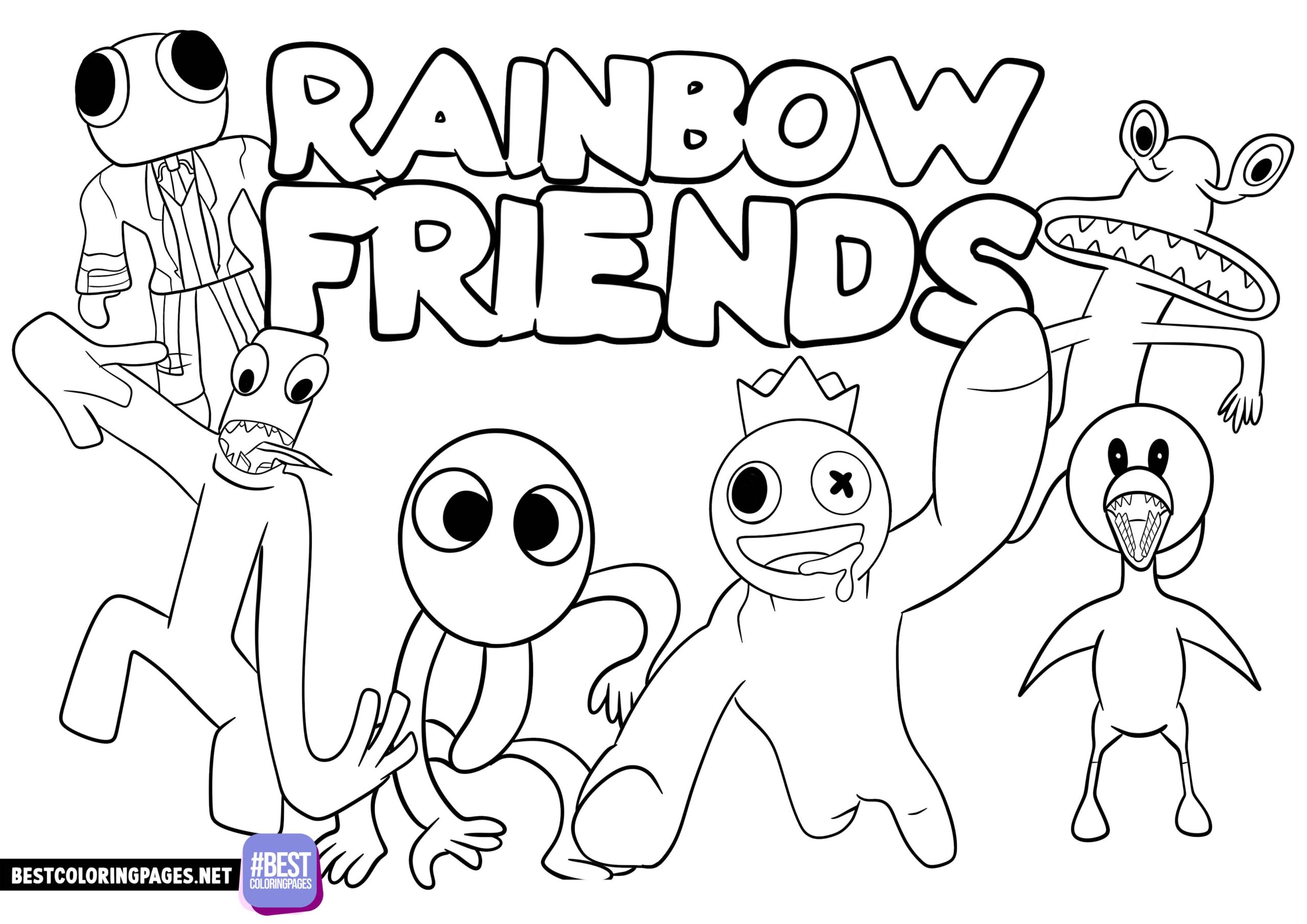 Rainbow friends coloring pages