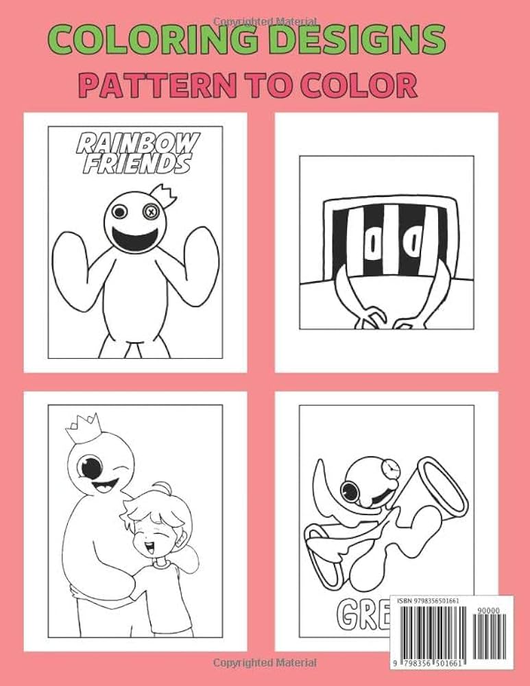 Rainbow friends coloring book coloring books with adorable illustrations such as rainbow friends blue rainbow friend green rainbow friend orange rainbow friend and more for stress relief relaxation official rainbow friends