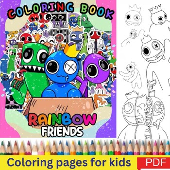 Rainbow friends roblox coloring pages worksheets activity for kids