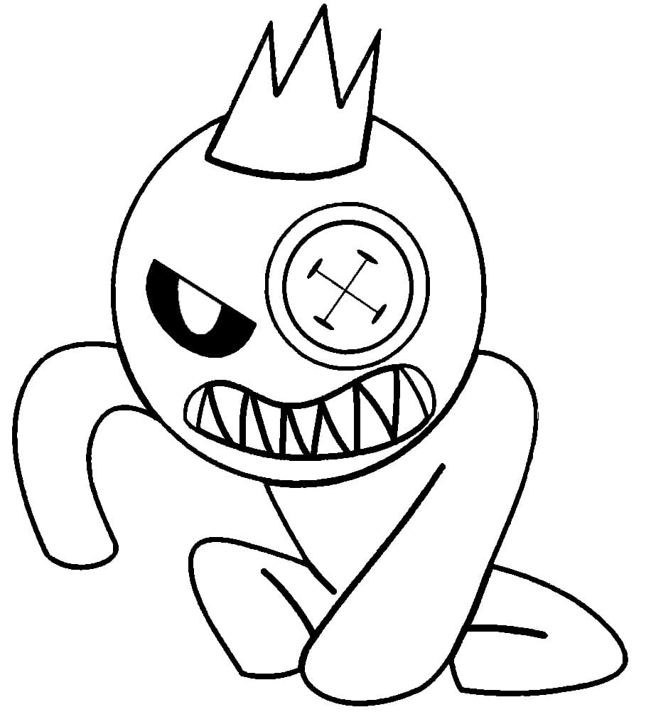 Creepy blue rainbow friend coloring page