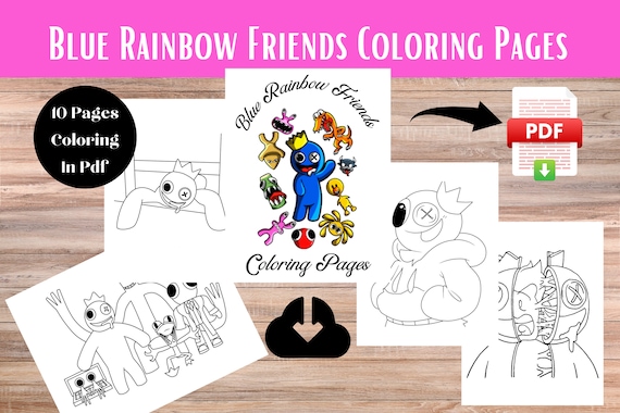 Blue rainbow friends coloring pages printable kids coloring sheets cute animal characters instant download educational activity instant download