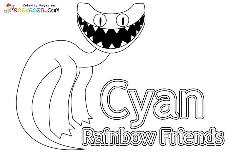 Cyan rainbow friends coloring pages printable for free download