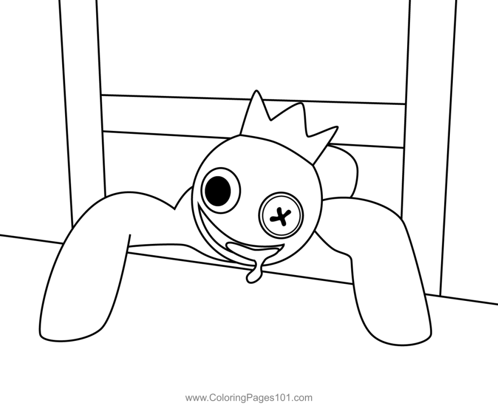 Blue from rainbow friends coloring pages