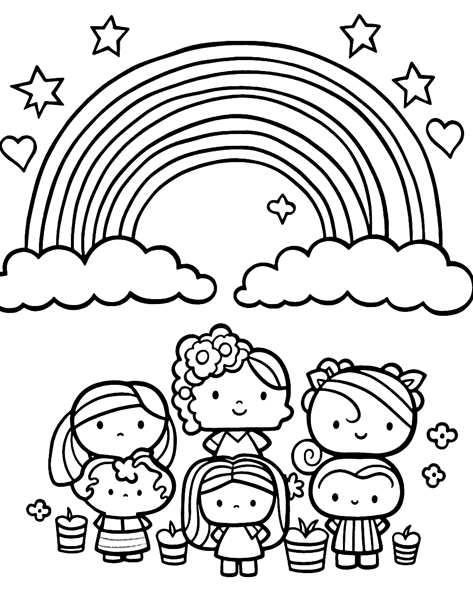 Rainbow coloring pages free printable sheets