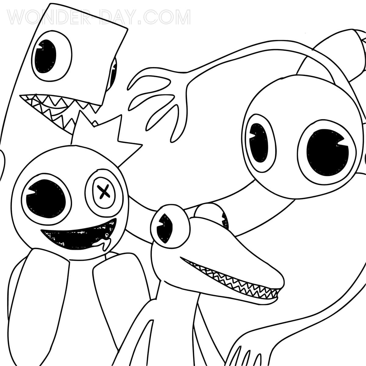 Rainbow friends coloring pages print and color