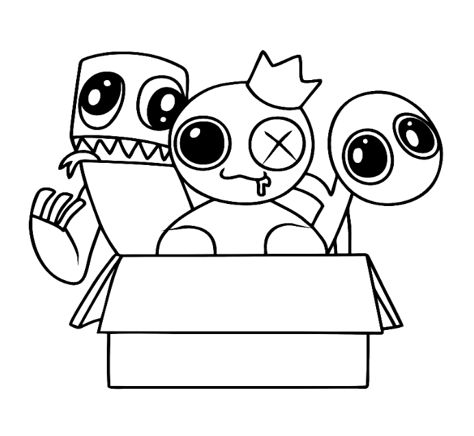 Rainbow friends coloring pages for kids