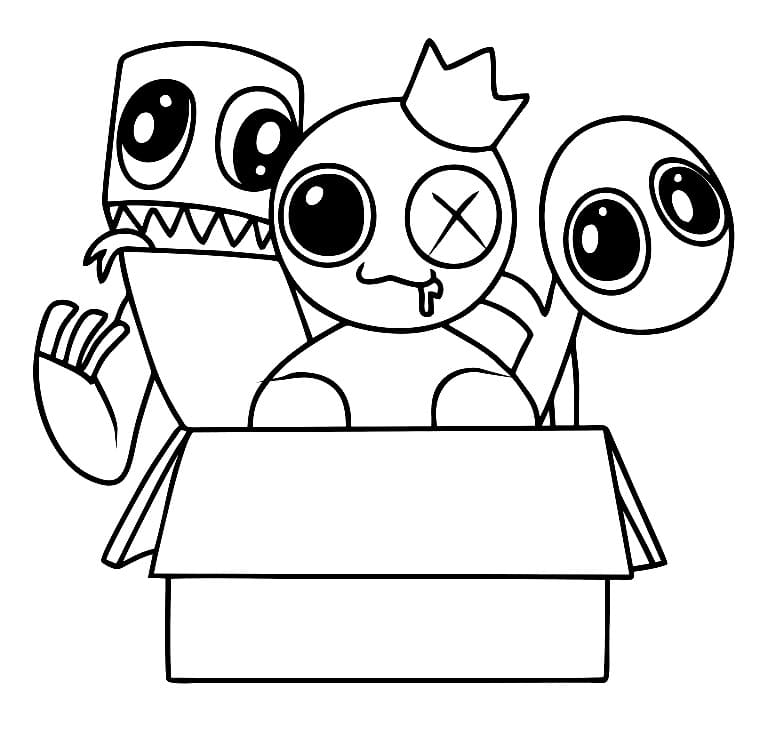 Cute rainbow friends coloring page