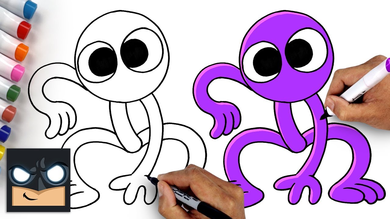 Rainbow friends ð how to draw purple draw color art tutorial