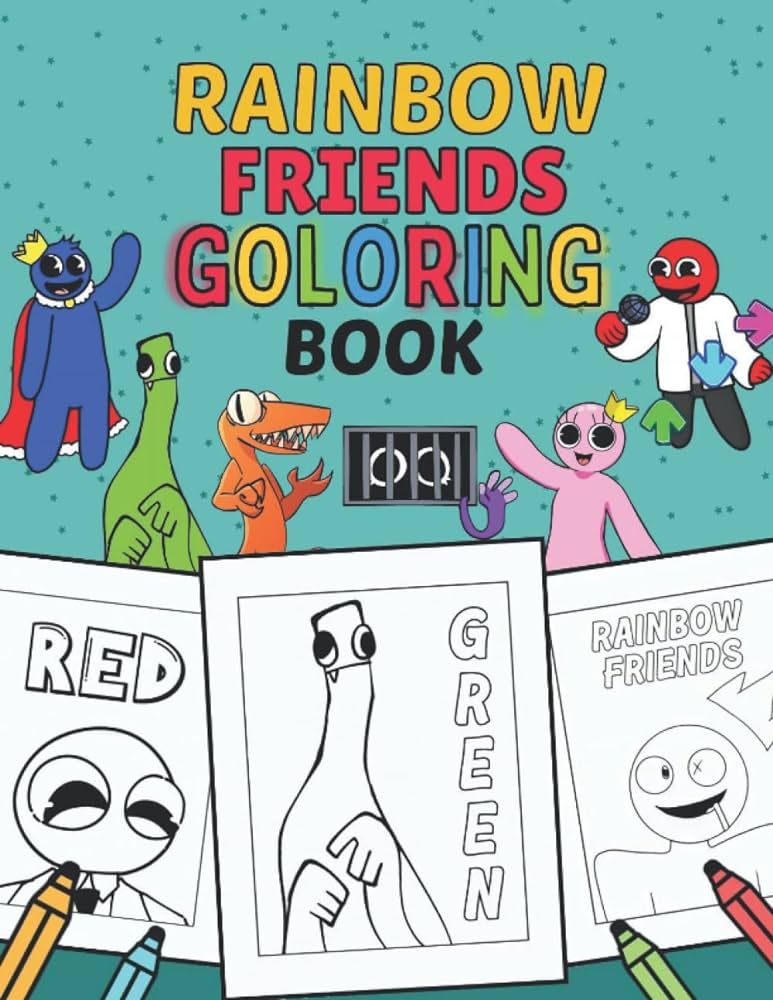 Rainbow friends coloring book rainbow friends coloring pages for boys girls kids ages