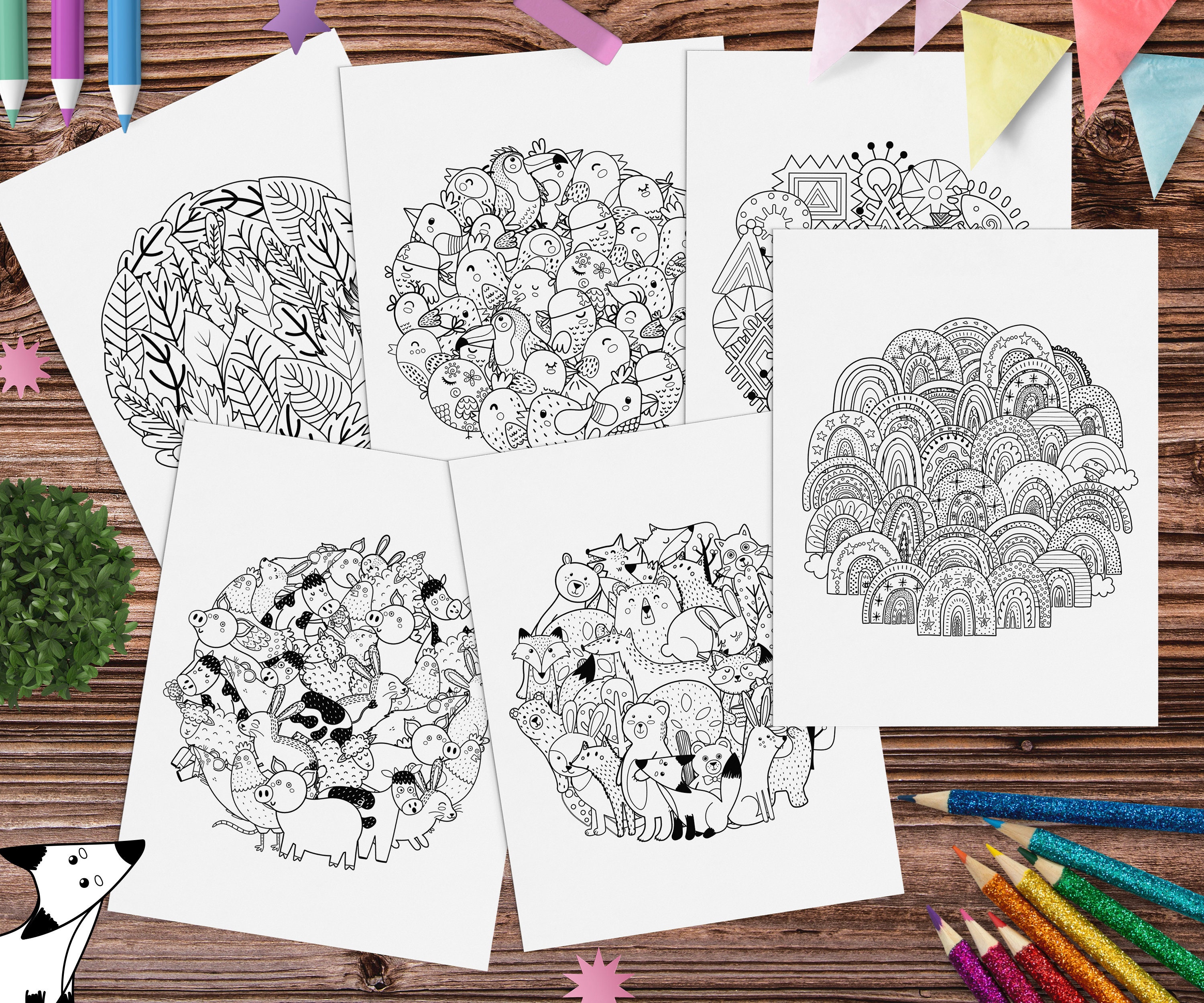 Coloring book pdf printable coloring pages for adults and kids animals rainbow coloring sheet cute doodle pages activity pages printable