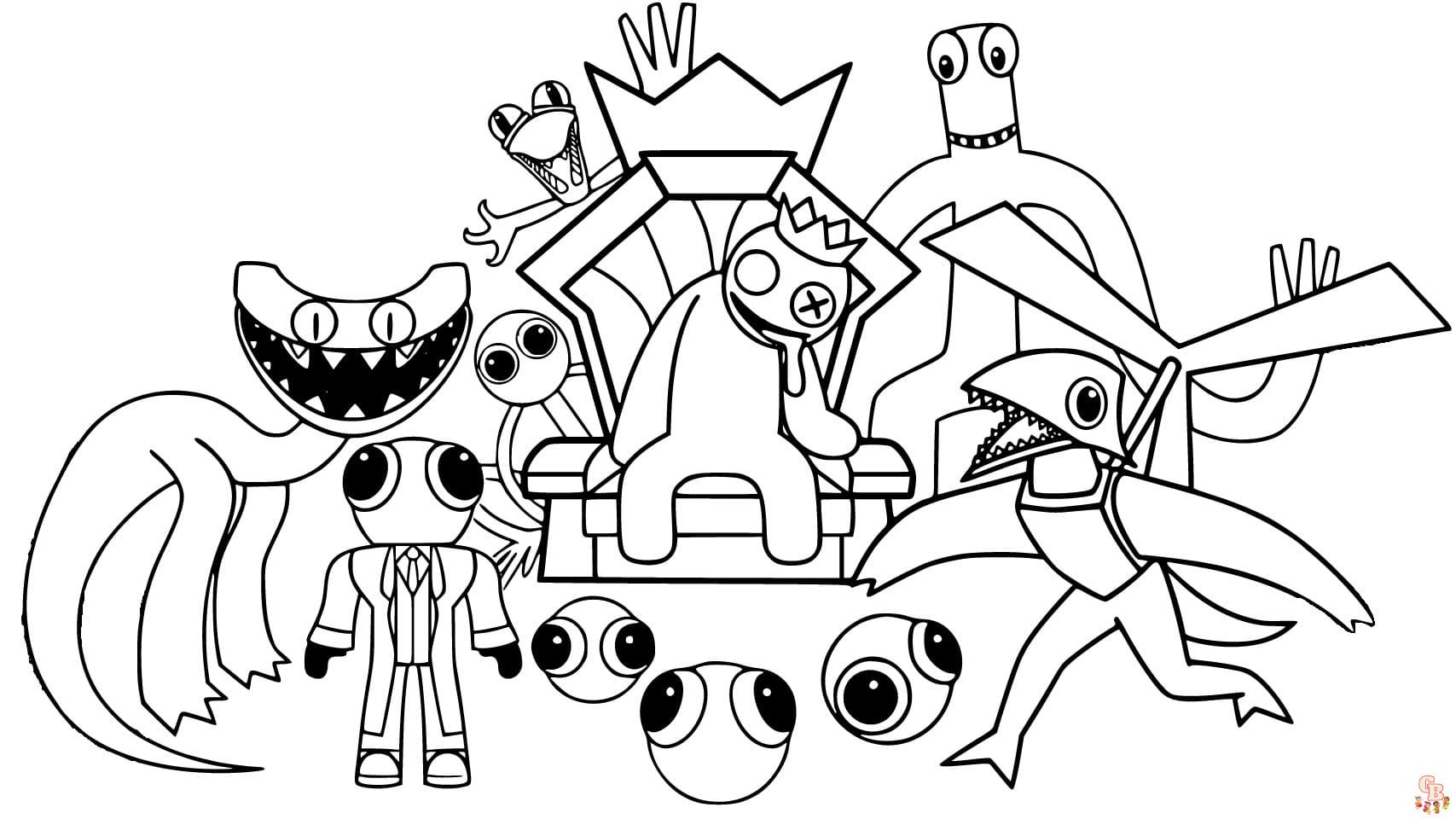 Rainbow friends coloring pages