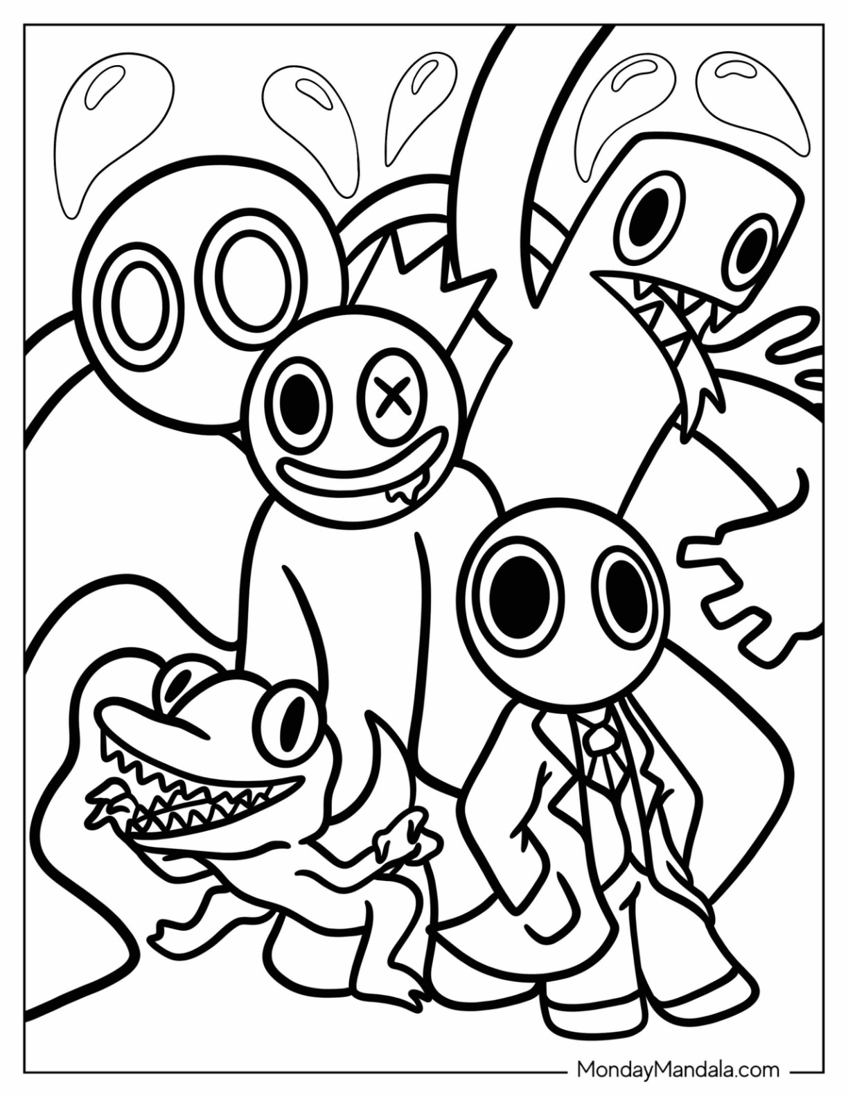 Rainbow friends coloring pages free pdf printables