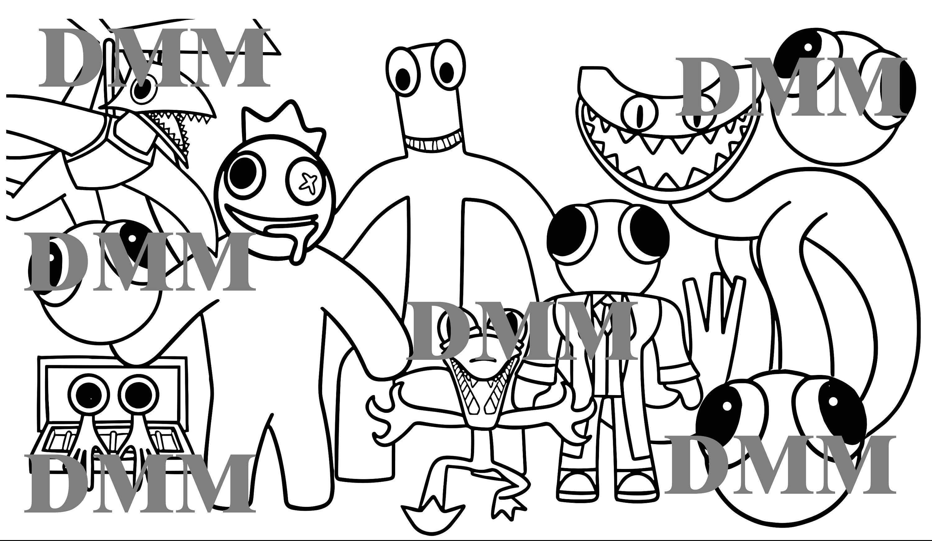 Rainbow friends coloring page instant download coloring pages kids coloring page cartoon coloring page kids activity download now