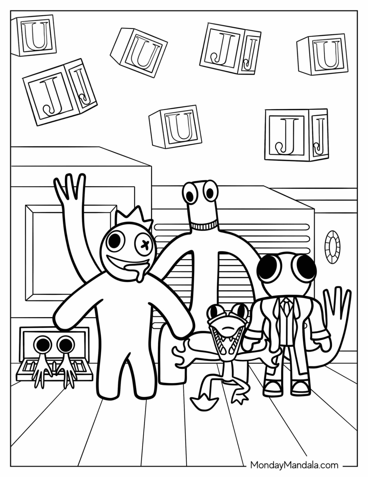 Rainbow friends coloring pages free pdf printables