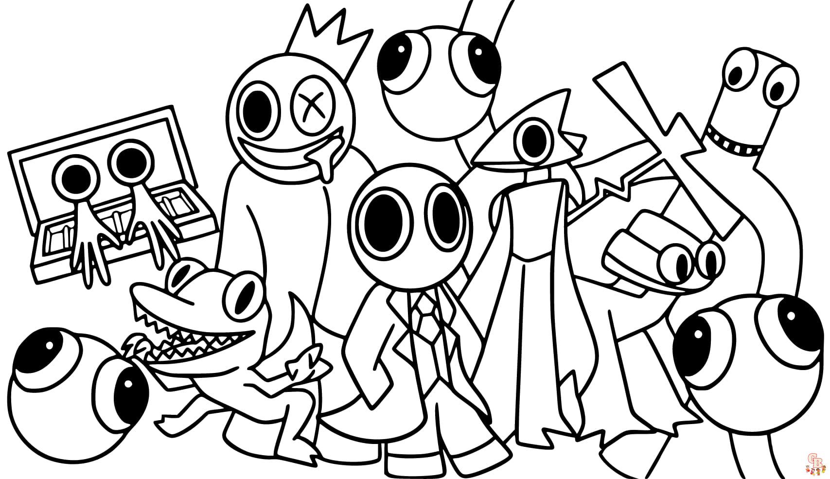 Rainbow friends coloring pages