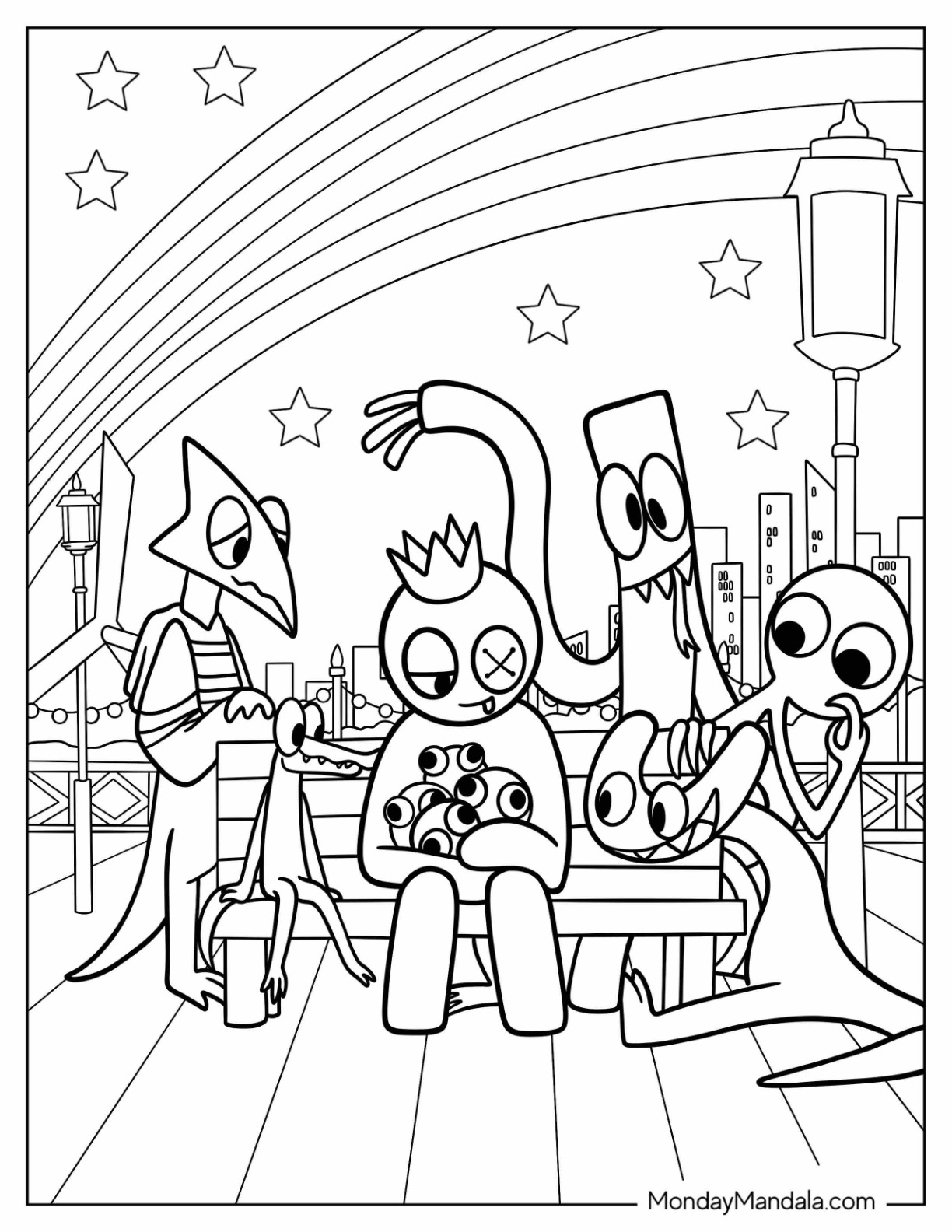 Rainbow friends coloring pages free pdf printables