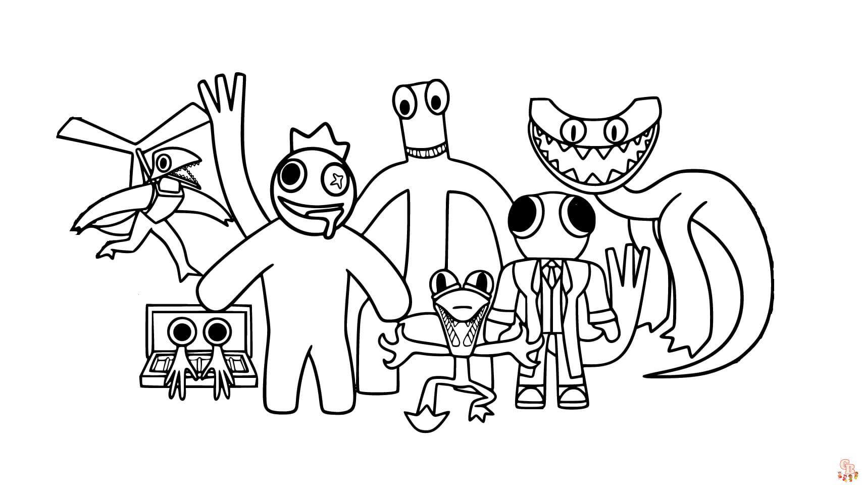 Rainbow friends coloring pages