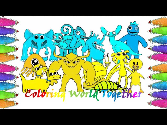 Garten of banban rainbow friends coloring page yellow blue