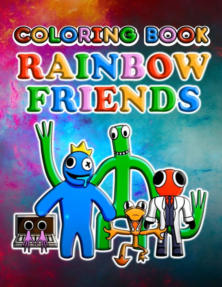 Rainbow friends coloring book super cute funny and easy designs with rainbow friends for all kids fans adults to color and relax stress great gift item c fields isaac