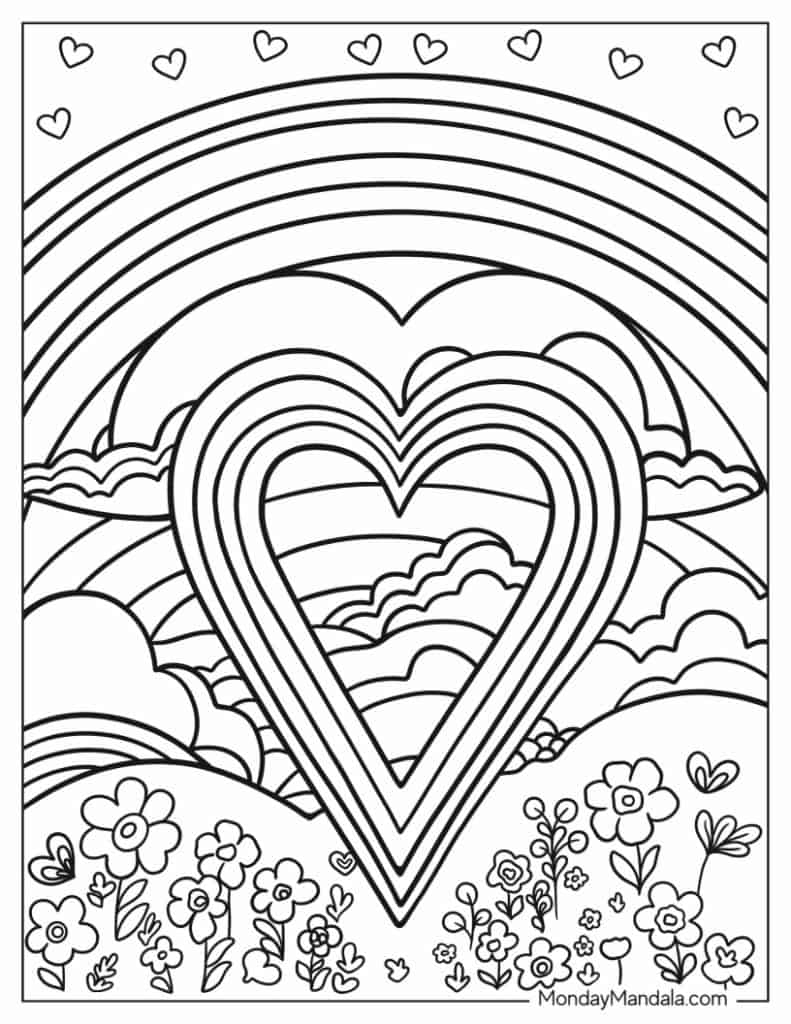 Heart coloring pages free pdf printables