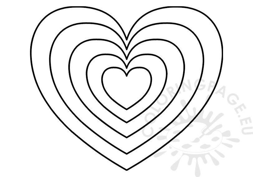Printable rainbow heart coloring page