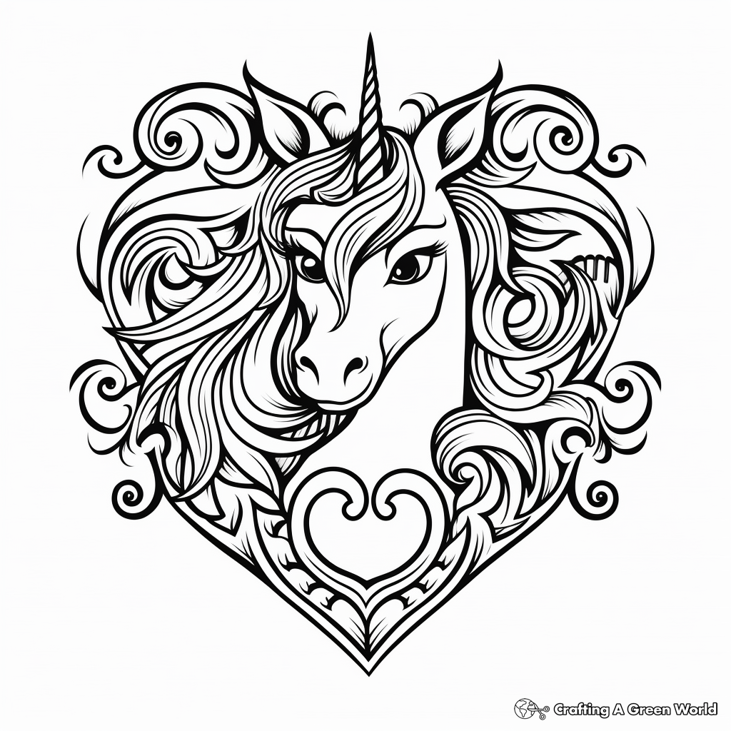 Unicorn heart coloring pages