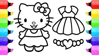 Hello kitty coloring pages how to draw hello kitty dress up game