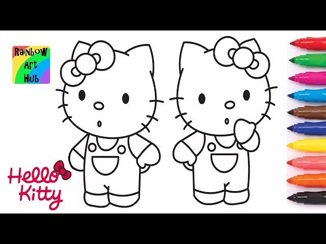 Hello kitty and mimmy coloring page video