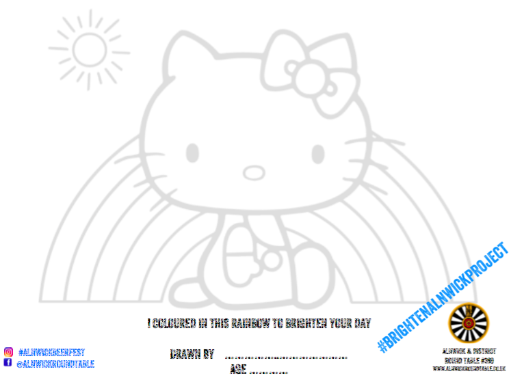 Hello kitty rainbow template printed and posted