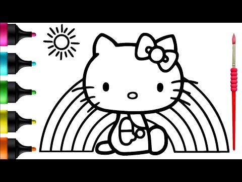 Lets create with hello kitty and the rainbow drawing painting and coloring for kids and toddlers