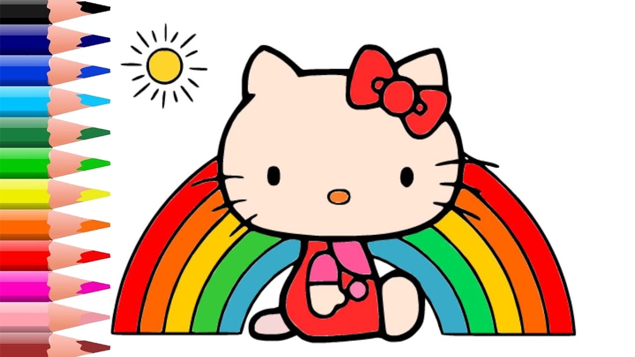 How to draw color hello kitty rainbow