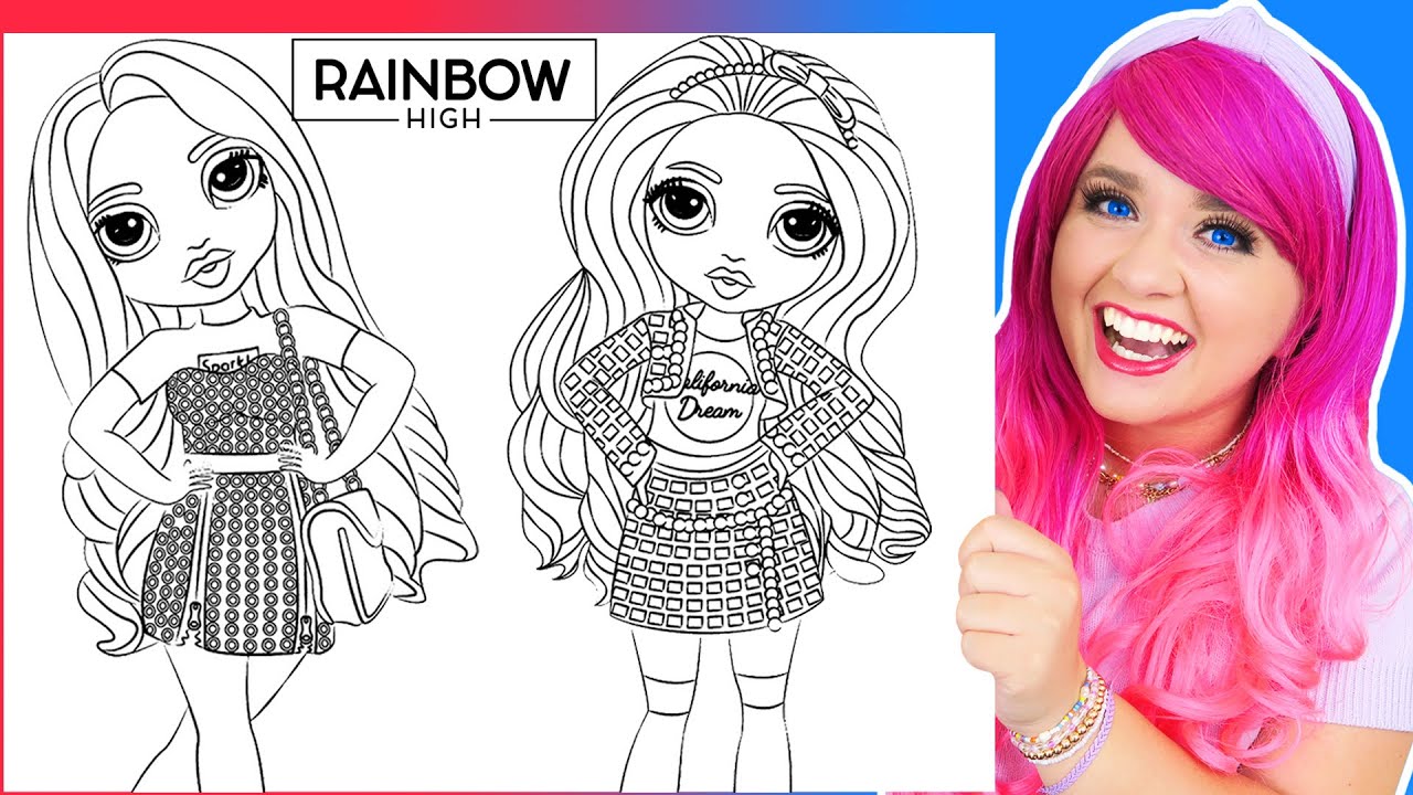 Coloring rainbow high bella parker amaya raine coloring pages prismacolor markers