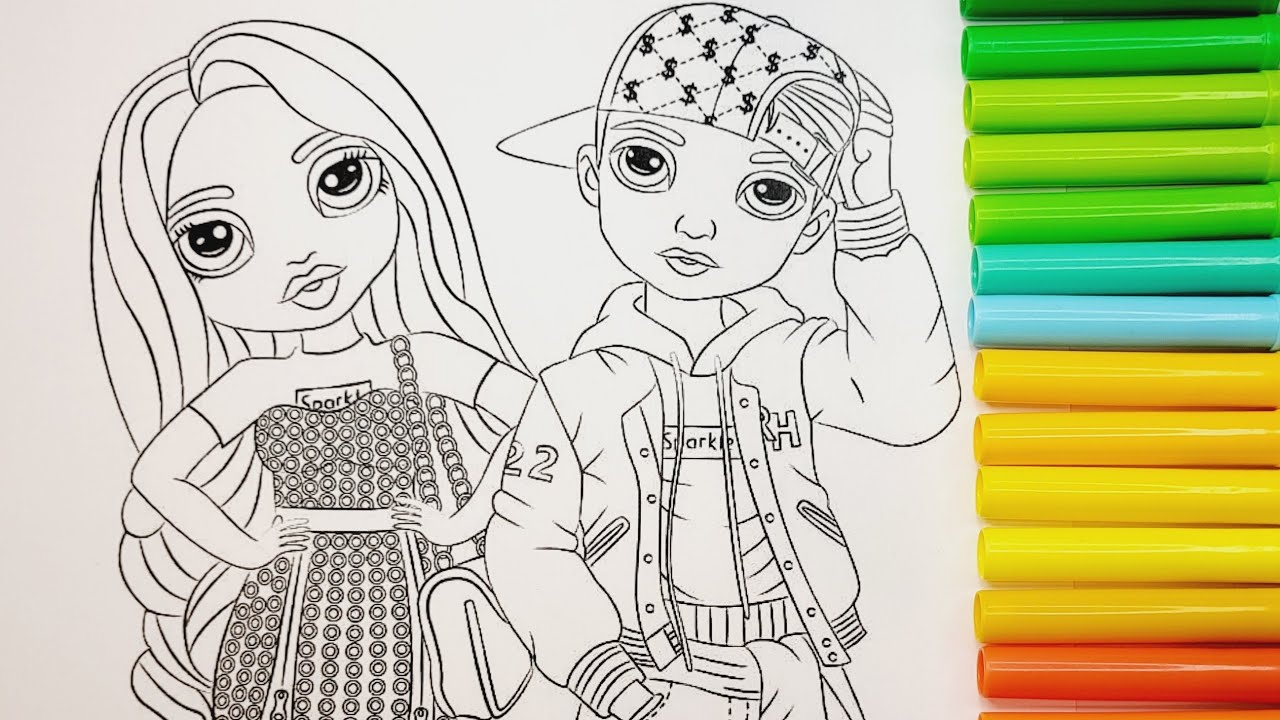 Coloring book rainbow high amaya raine and river kendal rainbowhigh rainbow high dolls coloring