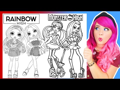 Coloring rainbow high onster high dolls coloring pages draculaura frankie stein bella aaya