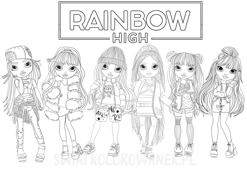 Free rainbow high coloring page