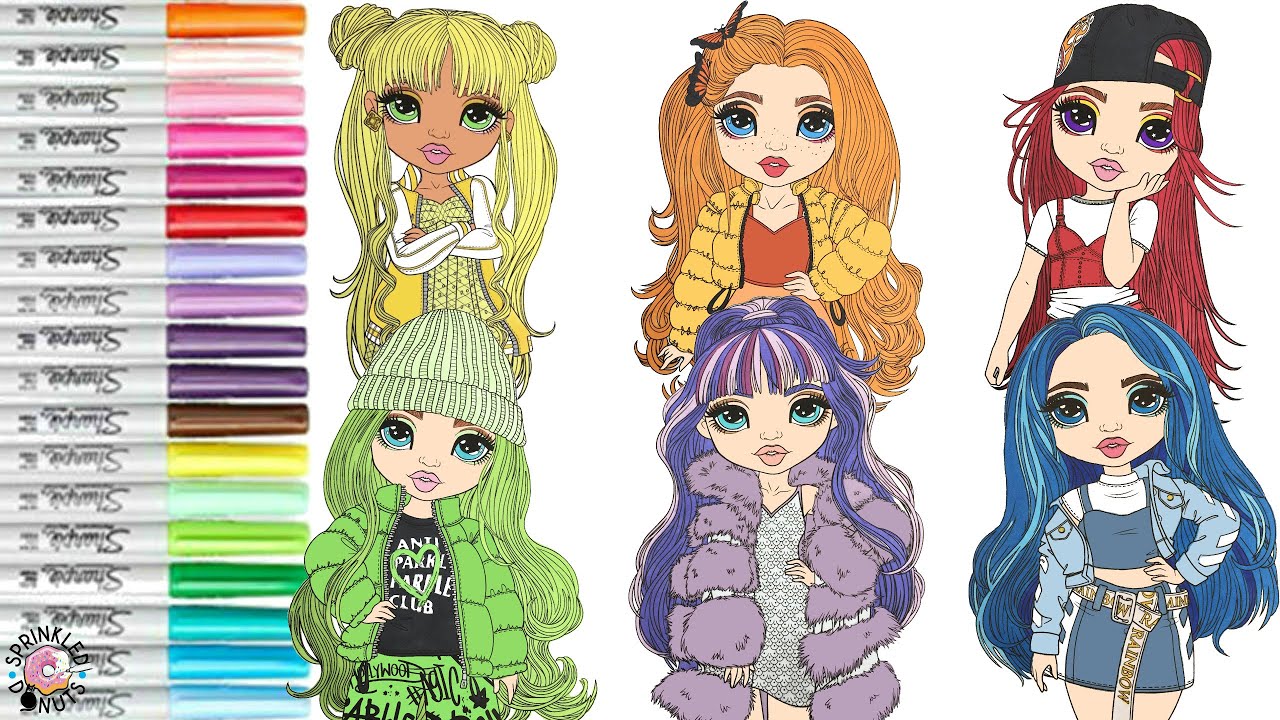 Rainbow high coloring book copilation ruby poppy sunny jade skyler and violet