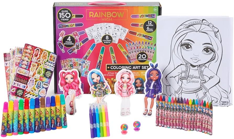 Innovative designs rainbow high coloring art set for kids with stickers and stampers pieces toys games